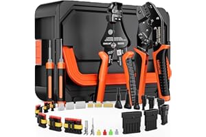 SOMELINE Waterproof Automotive Electrical Connector Crimping Tool Kit, 1/2/3/4/5/6 Pin Connectors, with 0.34–2.5mm² Ratchet Crimping Pliers & Terminal Removal Tool – for Car, Truck, Motorcycle, Marine