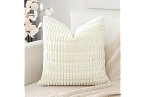 Artscope Housses de Coussin en Velours Côtelé Décoratif Canapé Taie d'oreiller Super Doux Decoration pour Maison Salon Chambre Canapé 60x60cm Crème Beige