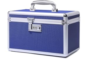 HEWEI WORKS Scatola medica sicura per bambini, 31.0x18.3x19.3 cm, scatola per medicinali con serratura a combinazione, armadietto per medicinali, in piccolo contenitore per pillole (blu/medio)