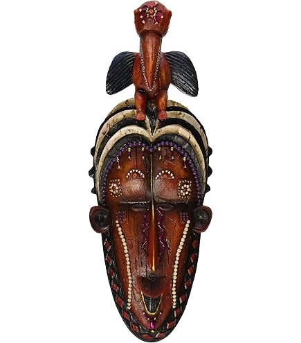 Masque Mural Zèbre En Bois Sculpté Main Bali - 30cm - Déco Ethnique Multicolore