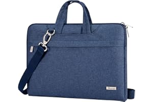 Voova Sacoche pour Ordinateur Portable légère 15 15.6 16 Pouces Sac Pochette Housse PC Imperméable Sac à bandoulière Sac à main avec Bandoulière et Poignée Cachée Bleu