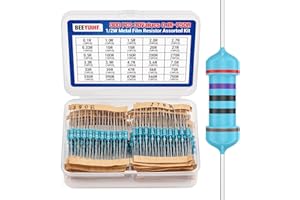 BEEYUIHF 1/2W Metal Film Resistor Assortment Kit 30 Values 300Pcs 1/2 Watt Metal Film Fixed Resistors Variety Pack (0.1 Ohm - 750 Ohm) for Electronic Arduino Raspberry PI ±1% Tolerance
