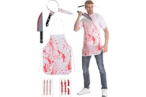 NMKL Butcher Halloween Costumes, Halloween Costume Adult Bloody Apron Knife Headband,Halloween Party Celebration Costumes Fancy Dress