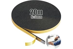 SWTYExt Moosgummi Dichtband 6mm(B) x3mm(D) Dichtband Selbstklebend Schaumstoffstreifen Dichtung Schwarz für Fenster Tür Kochfelder