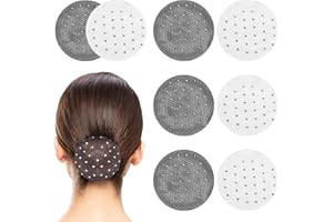 Ruicaifu 8pcs Elastic Hair Nets, Shiny Invisible Hair Net Bun Cover with Rhinestones Elastic Edge Mesh Women Hair Nets for Ballet Dancer Chef Nurse Bank Officer (Black and White)