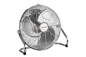 Korona 81003 Ventilateur de sol, 70 W, diamètre : 35 cm, 3 vitesses, tête inclinable, boîtier chromé, chromé