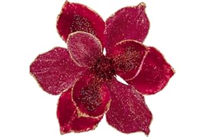‎BRIFUL Briful 3 Stücke Weihnachtsstern Christbaumschmuck Magnolie Kunstblumen mit Glitzern Poinsettia Kunstzweig Weihnachtliche Dekoration Weihnachtsbaum Neujahr Ornamente