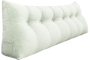 ‎BNCKTRD BNCKTRD Keilförmiger Kopfkissen Schlafzimmer Lesekissen Rückenstütze beim Sitzen im Bett Ergonomisches Lumbarkissen Körperpositionierung Bettkissen Leinen Bezug 180cm Elfenbein