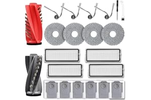 ‎NIXOOT 21 Stück Zubehörset für Roborock Qrevo Curv/Qrevo Curv S5X / Qrevo/Qrevo Edge S5V Saugroboter, 1 Hauptbürste 6 Staubbeutel 4 Wischpad 4 Filter 4 Seitenbürste 1 Reinigungszubehör 1 Schraubendreher