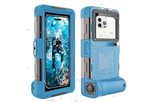 ShellBox Case Funda de buceo de 2ª generación para iPhone/Samsung Galaxy Series, teléfonos universales [4.9-6.9 pulgadas], esnórquel [15 metros] protector de cuerpo completo (azul-gris)
