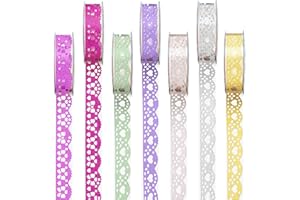 moinkerin 7 Rolls Washi Tape Decorative Selfadhesive Lace Tape for DIY Arts and Crafts Scrapbooking Card Making Decoration,1.8 * 100 cm