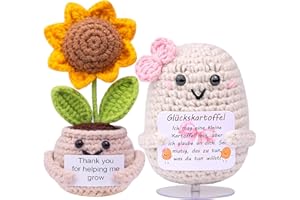 Mwmoeen Pocket Hug Positive Kartoffel, Funny Strickwolle Kartoffel Puppe und Sonnenblumen, Schreibtisch Dekoration Unterstützung Ermutigung Lustig Geburtstags Muttertagsgeschenk