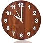 Kuber Industries Simple Numerical Round Shaped Wooden 10" Wall Clock (Brown), Standard (HS39KUBMART022867)
