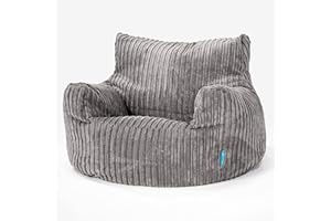 ‎LOUNGE PUG Lounge Pug Kindersessel Sitzsäck 3-8 Jahren, Graphitgrau Cordstoff, Kinder Sitzsack-Sessel für Jungen & Mädchen, Kinderstuhl