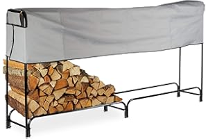 ‎RELAXDAYS relaxdays Stojak na drewno kominkowe, bardzo duży, z osłoną ochronną, szafka kominkowa, metalowa, HLP 122 x 245 x 40 cm, czarny