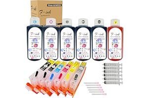 F-INK FINK 6 x 100 ml inchiostro bottiglia & PGI-570 CLI-571 kit di ricarica inchiostro compatibile con PIXMA MG7750 MG7751 MG7752 MG7753 TS9050 TS9055 TS8050 TS8051 TS8052 TS8053