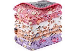 Namalu 4 Couvertures pour Cochon d'Inde en Polaire Lavables Imperméables Doublures pour Cage Absorbantes Tapis de Couchage Réutilisable pour Animaux de Compagnie (Empreinte de Patte, 60 x 120 cm)