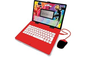 Lexibook, Miraculous Ladybug Cat Noir Bilingüe Portátil Educativo Inglés y Alemán 124 Actividades, Matemáticas, Lógica, Música, Reloj, Juegos, Juguetes para Niñas JC598MIi3