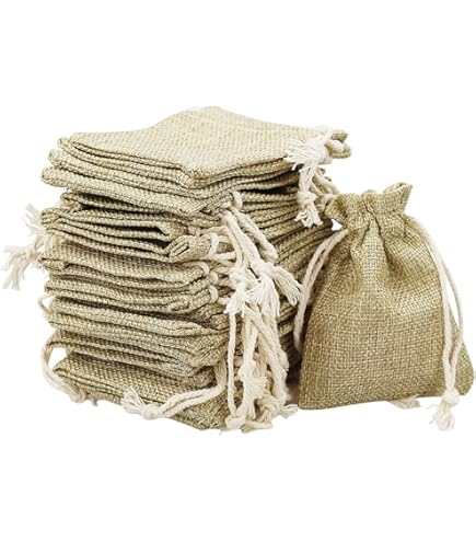 C.X.Y. Lot De 20 Sachets En Jute Naturel Avec Nœud Et