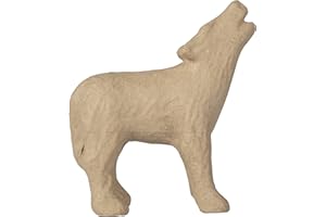 Clairefontaine ES Décopatch SA221C - Un support en papier brun mâché 14x6x18 cm, Loup