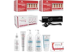 SEBORADIN Maria Red Set PRO - Derma Roller - Ampoules Forte - Sérum Fitocell - Sérum de Nuit - Gommage Enzymatique - Shampooing - Baume Hydratant - Crème Capillaire - Complément Alimentaire