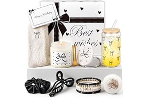 Giftota Elegantes Geburtstagsgeschenk für Frauen – Schwarze Schleifen Geschenkbox als exklusives Wellness Geschenkset mit Duftkerze, Badebombe & stilvollen Beauty Accessoires