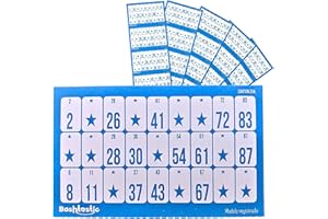 Bashtastic 504 Carton Loto – Carton Bingo pour Jeu de Loto 90 Boules, Idéals pour Jouer avec Jetons Loto, Numérotés et Tous Différents. Cartons Résistants 240 g (Couleur Bleue)