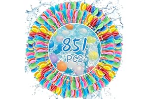 Qingshui 851 Stück Wasserbomben, Wasserbomben Selbstschließend, Wasserballons mit 5 Wasserhahn Anschluss, Wasserbomben Luftballons, Wasserballons Selbstschließend, für Strände, Poolparty