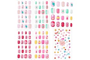 MELLIEX 96 sztuk samoprzylepnych sztucznych paznokci dla dzieci, zestaw sztucznych paznokci z samoprzylepnymi kamieniami strasu, dla dziewcząt, małych dłoni i kobiet