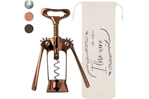Lenmar Korkenzieher Wein öffner Weinflaschenöffner Flaschenöffner, aus Edelstahl in modernem Design, für Korken und Kappen, für Wein & Prosecco mit Leinenbeutel Geschenkidee (Rosegold)