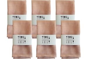 WAVATA Juego de servilletas de Lino y algodón Natural, Suave, cómodo y Reutilizable para cenar servilletas de Lino para Celebraciones de Boda y decoración de Fiestas, 40 x 40 cm (6 PCS, Rosa Cereza)