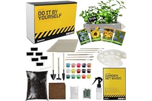 DIBYS Set de Cultivo para Niños | Kit de Jardinería con Semillas de Flores, Herramientas de Madera y Tierra | Regalo Creativa | Kit de Plantación con Semillas para 1. Jardín de Flores