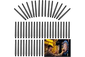 YUEYUAN Lot de 200 tiges de fléchettes en plastique (50 mm) avec filetage standard 2BA - Noir