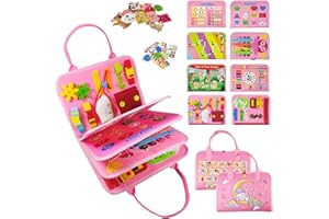 TenFans Busy Board - Juguetes Montessori para niños de 1, 2 y 3 años, Juguetes sensoriales para niños pequeños de 1 en adelante, Regalos para niñas Que aprenden Habilidades motoras Finas, Actividades