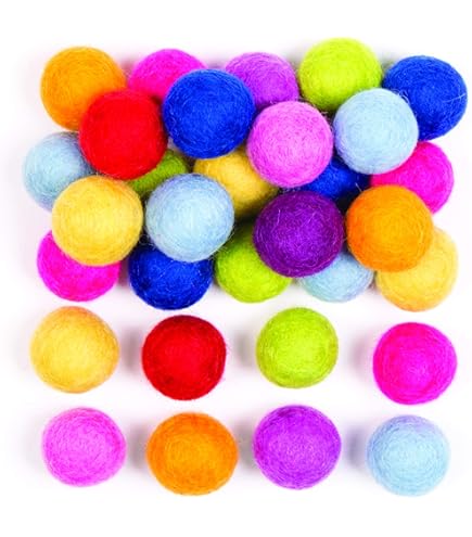 MeiYeAE 50 stuks vilten ballen, kleurrijk wolvilt, pompons, vilt, kralen, vilt, pompons om te knutselen, slingers, viltballen, viltkralen, handgemaakt, voor doe-het-zelf handwerk, 3 cm