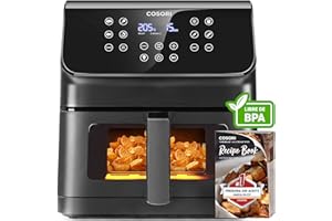 Cosori Freidora de Aire Práctica 6,2L con Ventana Air Fryer 1700W, Tecnología Rapid Air, 55% Menos Energía, 13 Automáticos Modos,Uso Fácil, LED Panel Táctil, Acero Inox Interior, Hasta 205ºC y 60 Min