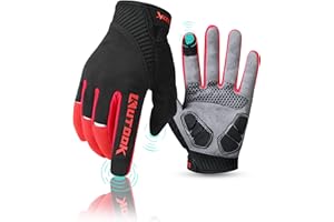 KUTOOK Guantes Ciclismo Largos Transpirables Hombres con Acolchadas De EVA Función Táctil Guantes MTB Gel Antideslizante