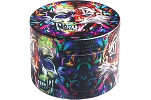 LIHAO 2 inch Grinder 4 Layer Zinc Alloy Spice Grinder - Tiger Skull Design for Halloween Day of The Dead Decor