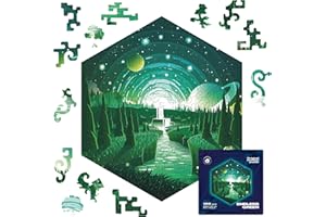 UNIDRAGON Oryginalne drewniane puzzle - łamanie umysłu Nieskończona zieleń, 100 części, 23,8 х 27 cm, piękne opakowanie prezentowe, unikalny kształt Najlepszy prezent dla dorosłych i dzieci