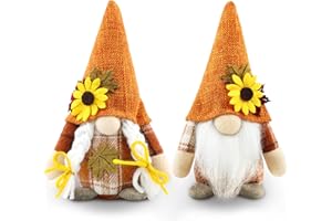 Godeufe 2 Stück Herbstdeko Wichtel Figuren Deko Herbst Dekoration Autumn Zuhause Elf Statue Tomte Urlaub Küche Gestuftes Tablett Party-Dekorationen