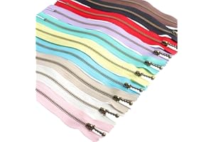 Beaulegan Metal Zippers 10 Pcs - #3 Antique Brass Close-end 20 cm (7.9 Inch), Assorted Color