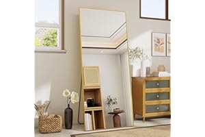 Koonmi Specchio da 165 x 60 cm, robusto specchio per tutto il corpo con telaio in alluminio sottile e minimalista, moderno grande specchio da parete in piedi o da appendere, per soggiorno e camera da