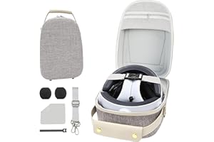 Mytrix Funda de Transporte para Meta Oculus Quest 3, Color Gris, Ligera, con Protector de Objetivo, Cierre de Velcro y Correa para el Hombro para Auriculares PS VR2 y Controlador táctil, Gris