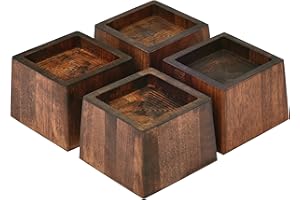 TQVAI 4er-Set Betterhöher Möbelerhöher Möbelfüße Holz Unterstützt bis zu 1000KGS Schwer Tischbein Verlängerung Sofa füße Tisch Couch Hubhöhe von 2,5 Zoll, Möbelerhöhung 6,6 cm, Retro Braun