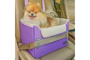 PETSFIT Fotelik samochodowy dla małych psów, fotelik samochodowy dla psa z klipsem na smycz, fotelik samochodowy dla szczeniaka z regulowanymi paskami, idealny dla małych zwierząt domowych do 11 kg