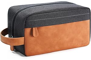 Elviros Trousse de Toilette de Voyage pour Homme, Trousse de Toilette à Suspendre, Trousse Dopp Hydrofuge en Cuir synthétique, Sac de Voyage pour Accessoires de Toilette,Noir