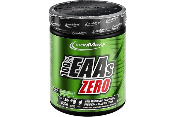 IronMaxx – EAAs Zero en Poudre – Pomme 500 g – EAA Zéro Sans Sucre, Complément EAA pour Sport & Nutrition
