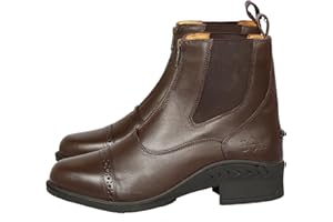 BOW & ARROW EQUESTRIAN Bow & Arrow Ladies Jodhpur Boots | Front Zip Women Equestrian Ankle Boots With Cap Toe Block Heel Pull Tab | Girls Riding Shoes Made With Leather Material