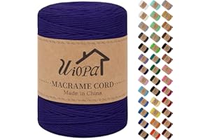 Uiopa Macrame Corda 3mm x 300m Viola Scuro Macramè Filo Corda di Cotone Naturale Spago Colorato Cordino per Borse Uncinetto, Wall Hanging, Decorazioni, Bomboniere Fai da Te, Piante da Appendere