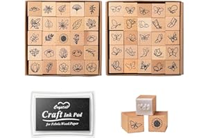 Dulynva 50 Pezzi Timbri in Legno Fiori Timbro Farfalla Timbro Gomma di Legno Farfalla e Piante Motivi timbri per Bambini Vintage Timbri per Argilla Ceramica, Scrapbooking, Journal, Tessuti